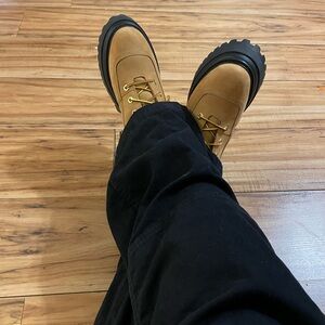 Timberland Tan and Black Lace-Up Boots